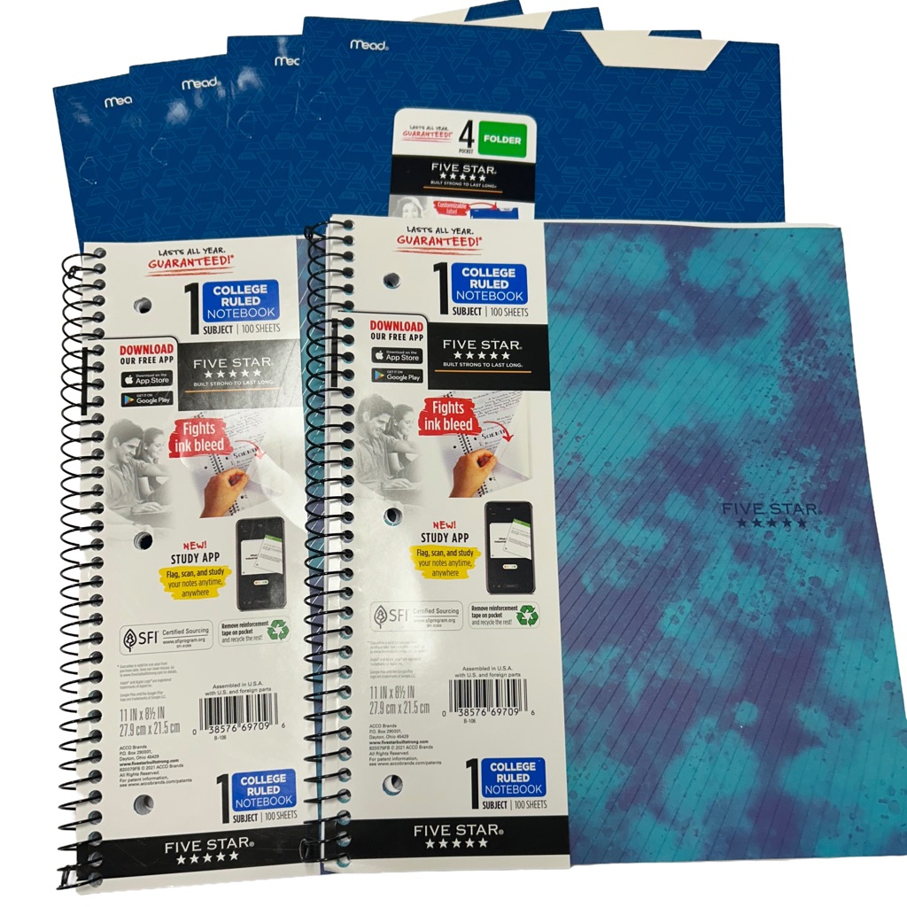 Blue Five Star Notebooks With 4 Five Star Paper Folders